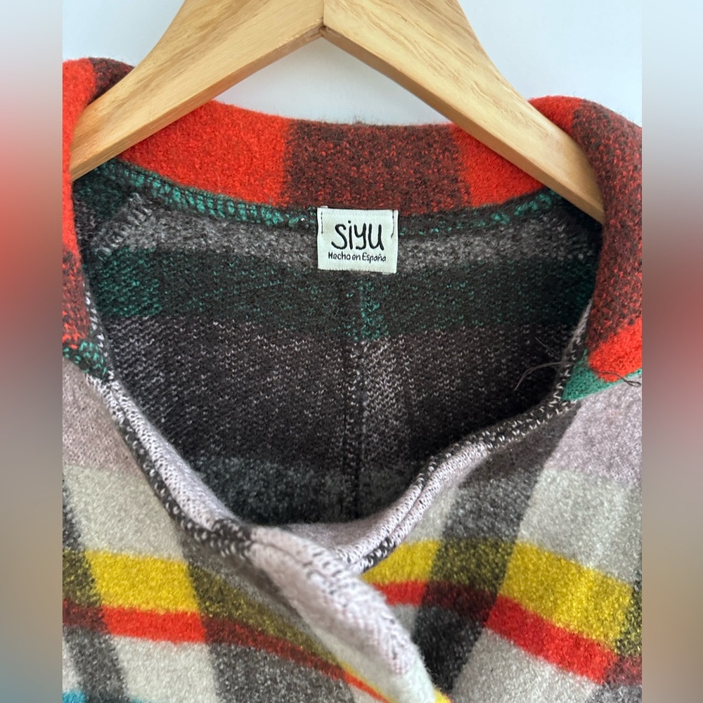 Anthropologie SIYU Multicolor Plaid 100% Wool Coat Size XL - Small - Picture 6 of 9